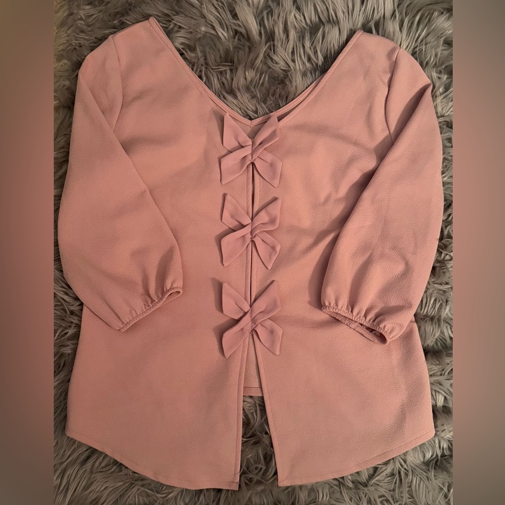 New York & Company Elegant Pink Women's Bow Top